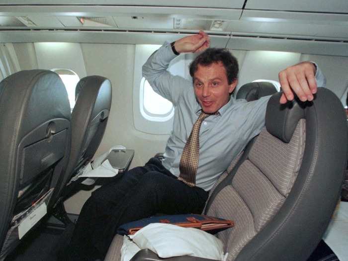 Former British Prime Minister Tony Blair looks like he had a good time on board.