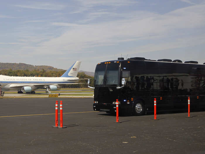 The bus also makes transportation logistics easier, as the president can immediately go from Air Force One to Ground Force One.