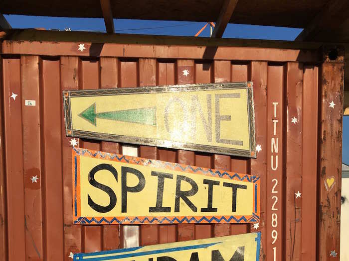 These are the signs to the entrance of one of the few communal kitchens in the camp. It is run by volunteers and serves food twice a day to around 2,000 people.