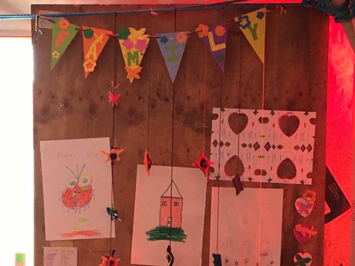 These are some of the decorations and drawings that volunteers made with the children of the Jungle.