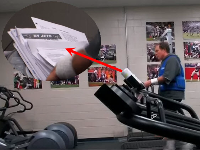 Belichick is so obsessed with knowledge and detail that he even studies his opponents while working out on a treadmill.