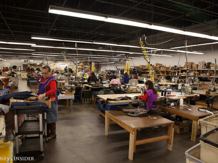 As many as 30 to 40 styles of jackets are being assembled on the factory floor at any one time. "At least half of our styles will remain in our collection from year to year," Schott told us. "We