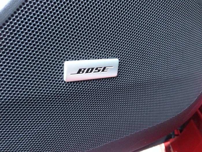 Audio gets piped mellifluously through a 13-speaker Bose audio system. It