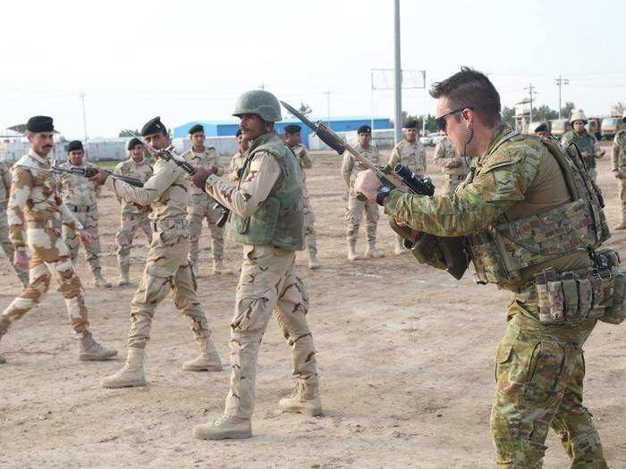 Should the fight get up close and personal, Iraqi troops are trained to use bayonets.