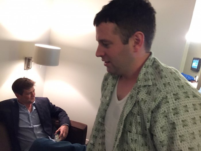 5:45 p.m. PT: Brent Morin (Justin) and executive producer Bill Lawrence hang out in Brent