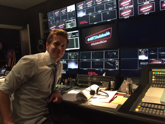 6:56 p.m. PT: Creator/Executive Producer Adam Sztykiel in the "Undateable" control room.