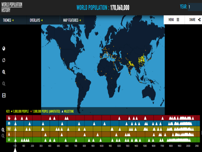 Interactive map on world population