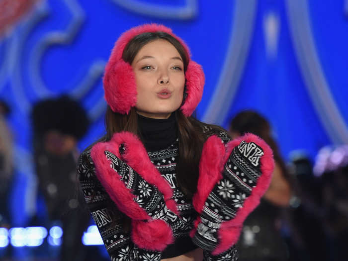 Yumi Lambert, 20, has been walking the runway for PINK for two years.