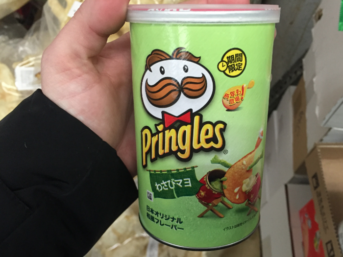 Here are wasabi mayo flavored Pringles. I personally like wasabi, so I thought these were delicious! I would make special trips to this supermarket just for them.