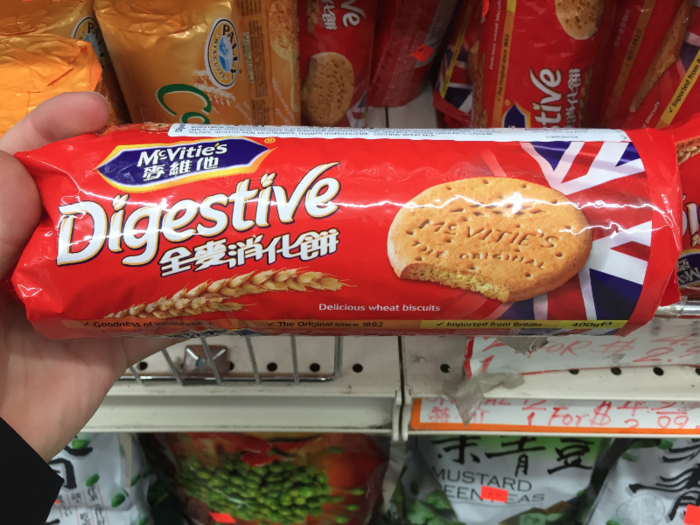 I also found British brands that were adopted by Asian labels, such as Digestives.