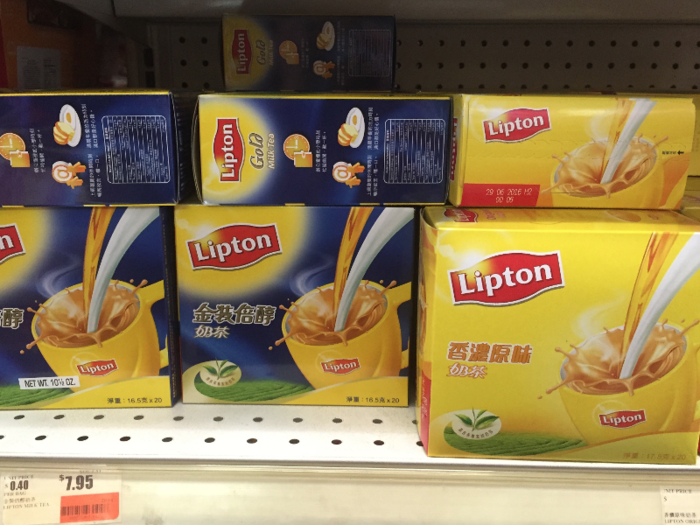 The store sold Lipton milk tea.