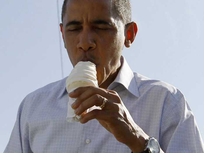 Barack Obama was an ice cream scooper.