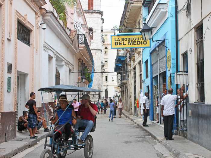 Our next stop was Habana Vieja, which we traveled to by way of "bicitaxi," what we call pedicabs in New York City. Our drivers gave us a short tour and showed us some places we should come back to, such as Ernest Hemingway