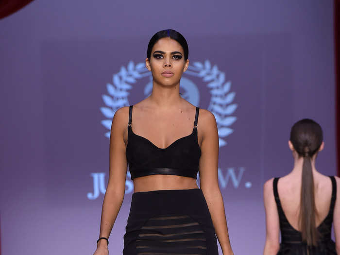 In total, there were 25 different looks for the show. Here Reya Benitez, daughter of legendary Studio 54 DJ John "Jellybean" Benitez, makes her runway debut.