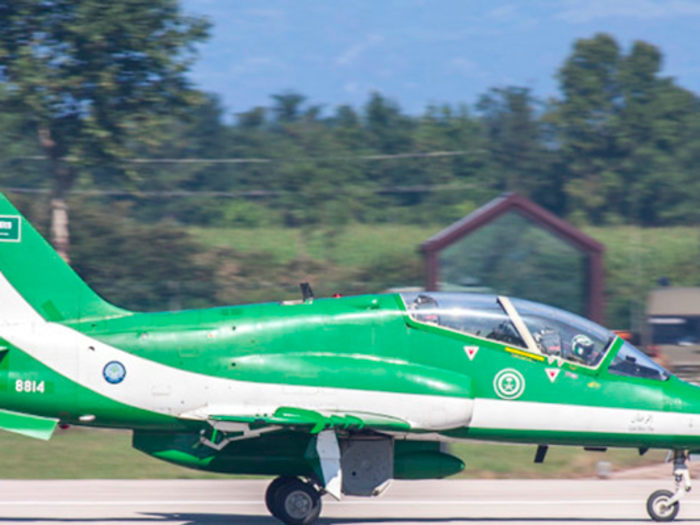 The Saudi air force will soon include 22 new Hawk Advanced Jet Trainer aircraft, which, like Typhoons, are built by BAE. Hawks, first flown in 1974, are used to train fighter pilots before they graduate. The Red Arrows, a British acrobatic flight squad, use Hawks.