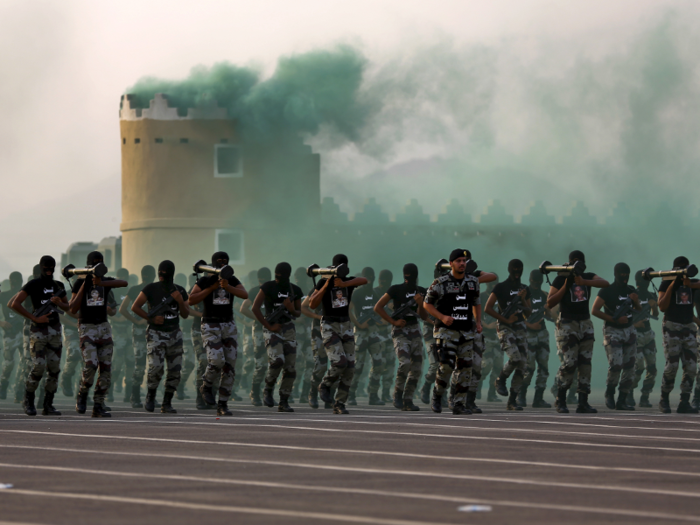 In terms of manpower, Saudi Arabia has about 440,000 active personnel in its military, with 225,000 army troops.