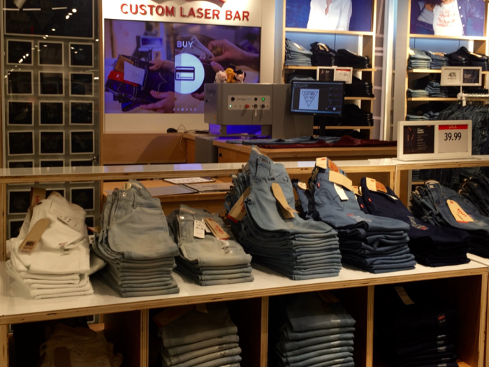 I was previously skeptical of the jeans-embroidery station. I still think it caters to a younger crowd, but the idea behind it is fascinating.