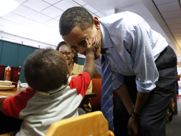 This baby got a little cheeky with the president.