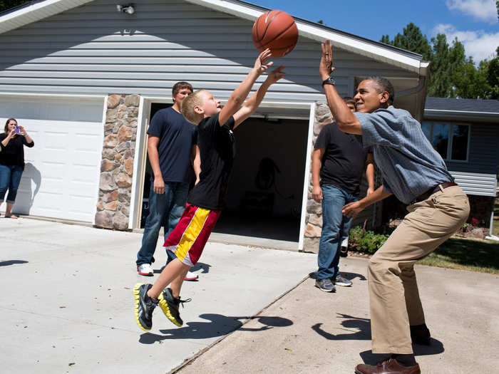 A quick game of hoops in Missouri Valley, Iowa.