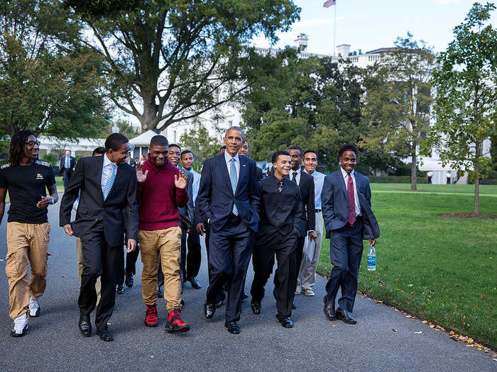 The president also fits in with a slightly older crowd.