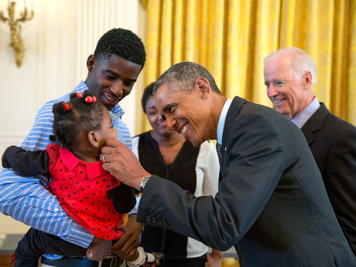 A presidential cheek pinch.