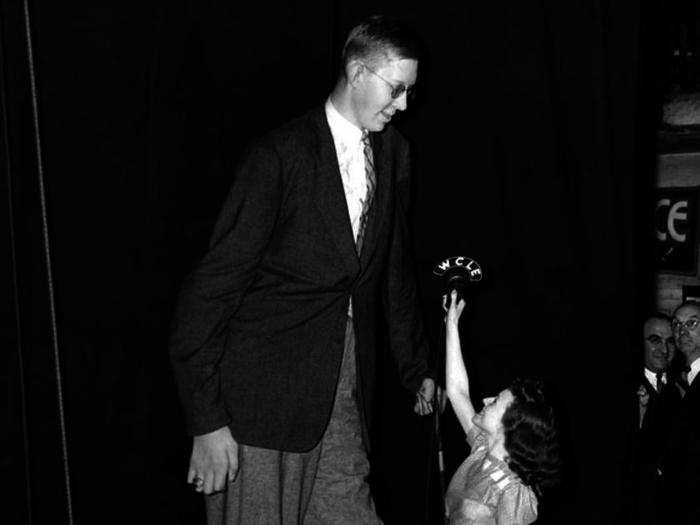 Known as a "Gentle Giant," Wadlow earned money from national public appearances. When asked in a radio interview if he was annoyed when people stared at him, he calmly replied, "No, I just overlook them."