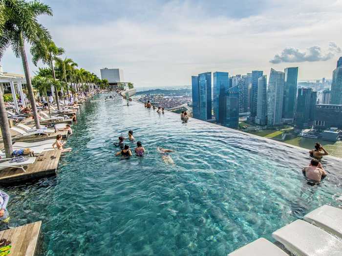 Head to the rooftop infinity pool on the 57th floor of Singapore