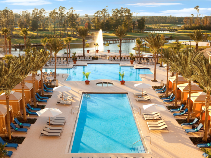 The Waldorf Astoria in Orlando is a grown-up retreat from nearby Disney. Two golf-course-adjacent pools at the Waldorf and Hilton Orlando Bonnet Creek make for sweet spot to take a dip — and, in the evening, even enjoy Epcot’s nightly fireworks display from a quiet distance.