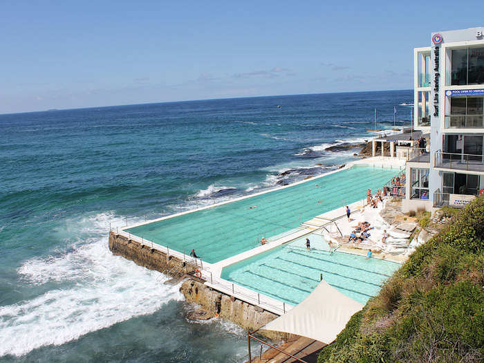 See the waves of the Tasman Sea crash against you at the Olympic-sized Bondi Icebergs in Australia, a popular public pool for wintertime swimming.