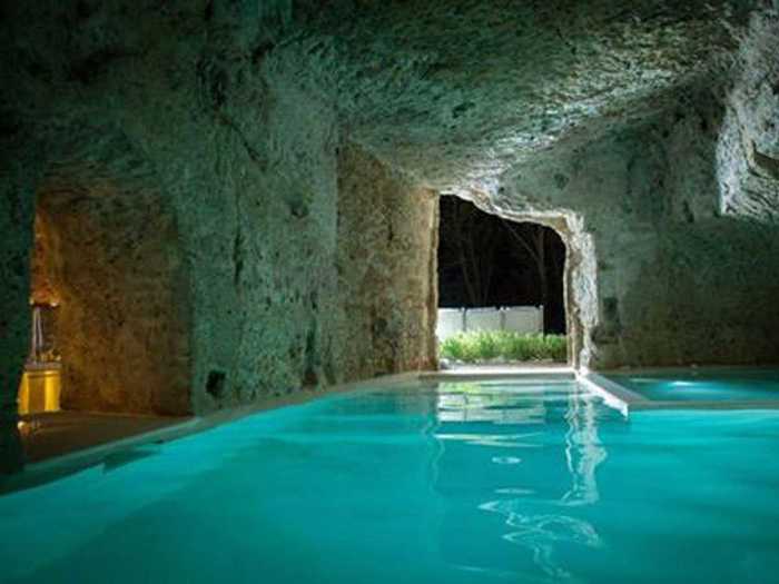 The pool at the Domus Civita, in Civita di Bagnoregio, Italy, is hidden in a cave underneath a private house you can rent.