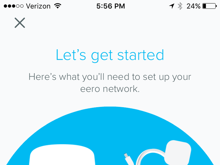 To start setting up Eero, first I installed the app, which will eventually let me easily monitor my home network.