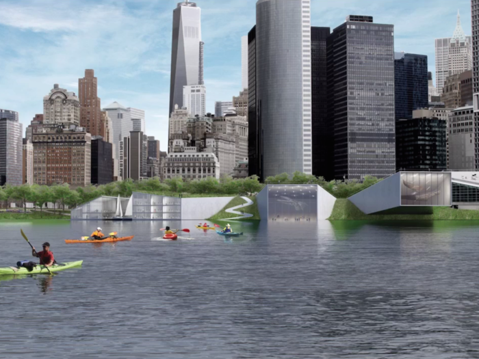 The plan, from the Danish Bjarke Ingels Group, would surround all of lower Manhattan with 10 miles of artificial embankments, gardens and sloping green hills. The Big U has already received nearly $350 million in federal funding; construction is set to begin along Manhattan’s Lower East Side in the next few years.