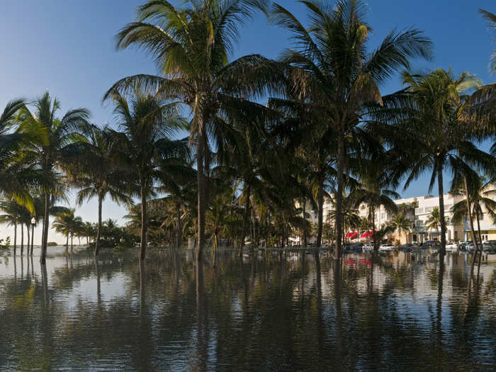 A real-life view of Miami in 2300 if sea level rises 12 feet.