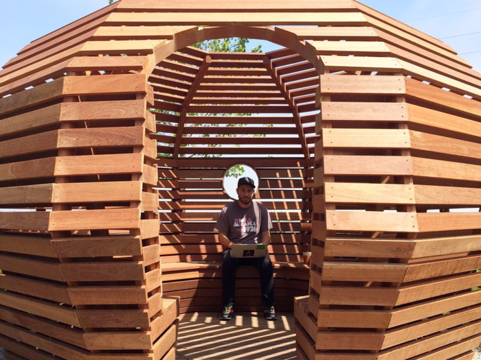 Facebookers can work in the relaxing space atop the rooftop garden in Menlo Park, California.