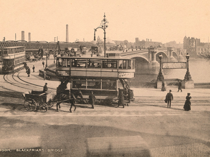 Blackfriars Bridge (date unknown) — The 303-metre bridge was opened to the public by Queen Victoria in 1869. It was the third bridge constructed that crossed the Thames in London and has served as a foot and traffic bridge ever since.