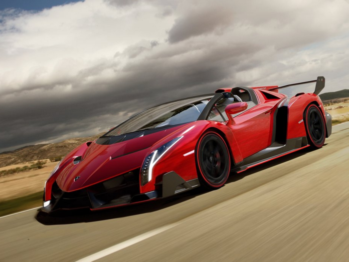 The Lamborghini Veneno Roadster costs $4.5 million. Roof not included.