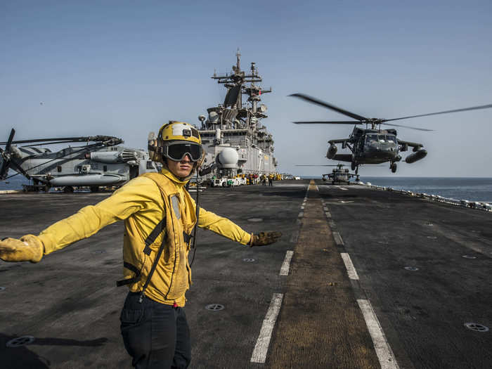 USS Essex conducts deck landing qualifications.