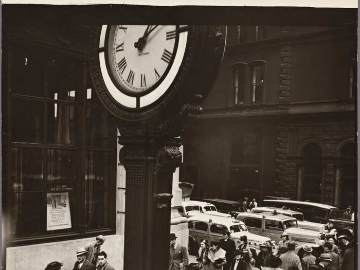 Street clocks — like this one at Fifth Avenue and 44th Street — are scattered throughout New York. The street clocks were typically owned by the business that they were located in front of. If the business was relocated, the clocks would move with them.