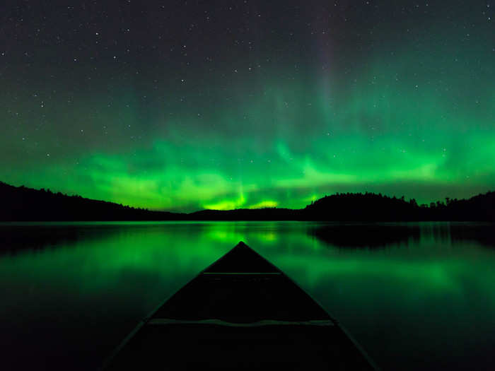 Gary Fiedler took this shot while canoeing under the Aurora borealis in Canada.