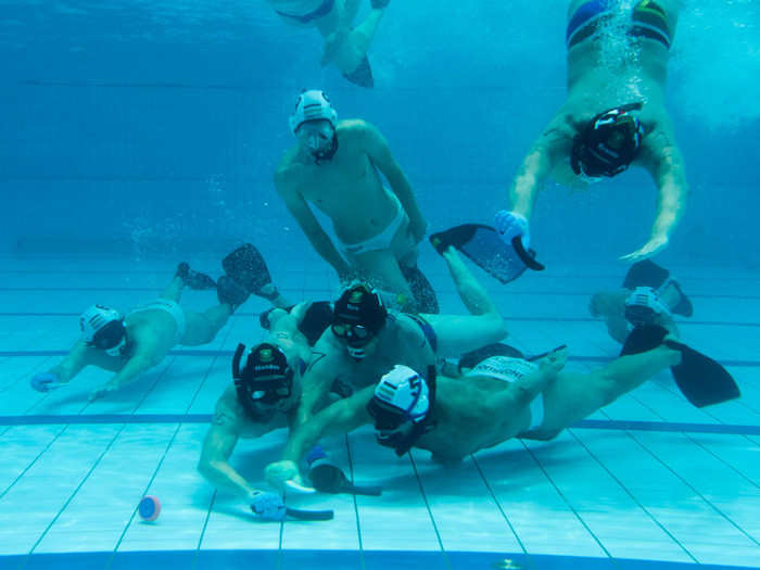 Underwater hockey is exactly what it sounds like — a game of hockey, but underwater. It was invented in the United Kingdom in 1954.