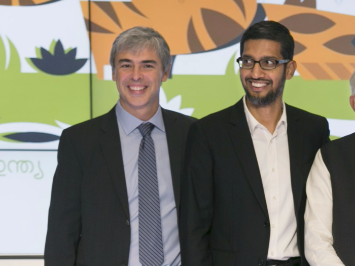 And, in turn, current Google CEO Sundar Pichai was a long-time right-hand man to Larry Page, who he considers his mentor. Or "left-hand-man," per this photo.