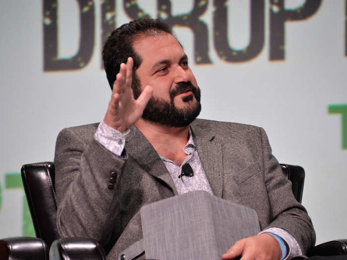 Travis Kalanick, CEO of Uber, looks to venture investor Shervin Pishevar for advice.