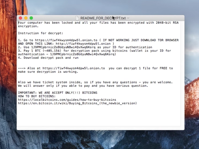 Instructions are provided for getting the data back. Users have to pay a bitcoin ransom, and in return they are given a program that decrypts their data.