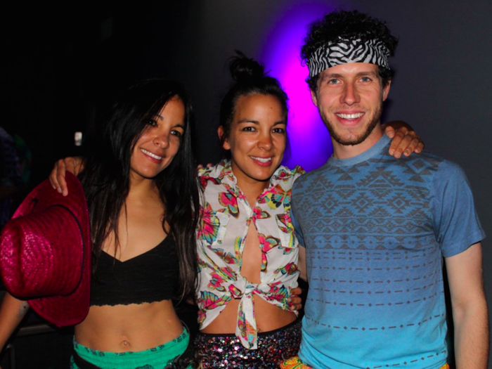 Agrawal is a twin: her sister, Radha, is a co-founder of the popular Daybreaker parties, which are alcohol-free dawn dance events, and of Super Sprowtz, a nutrition education company for kids. Radha is also a Thinx co-founder. Radha (left) and Miki (center) pose here with Daybreaker co-founder Matthew Briner.