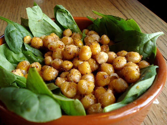 Protein: Instead of meat, munch on some chickpeas, lentils, or peas.