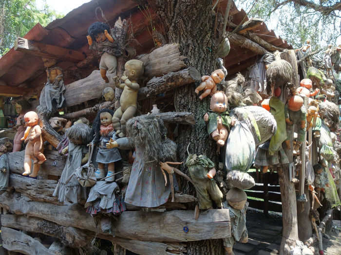 Over time, Santana ended up amassing a collection of hundreds of dolls that he strung up on trees and the buildings throughout the island.