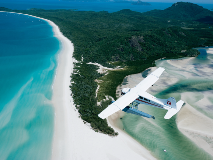 Whitehaven Beach, in Whitsunday Island, Australia, hosts a cove where the tide shifts the sand and waters together, creating a breathtaking combination. White sands and turquoise waters seem to blend seamlessly to make for a marvelous view.