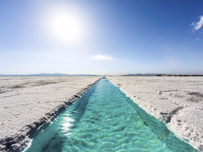 Salinas Grandes is a massive salt desert in Argentina. The field stretches 2,300 square miles and includes saltwater pools within its awe-inspiring expanse.