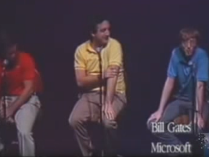 Still, Gates appeared alongside Jobs in a 1983 video — a "Dating Game" riff — screened for Apple employees ahead of the Macintosh