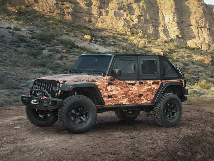 The Trailstorm is a camouflaged Wrangler Unlimited with some serious performance upgrades...